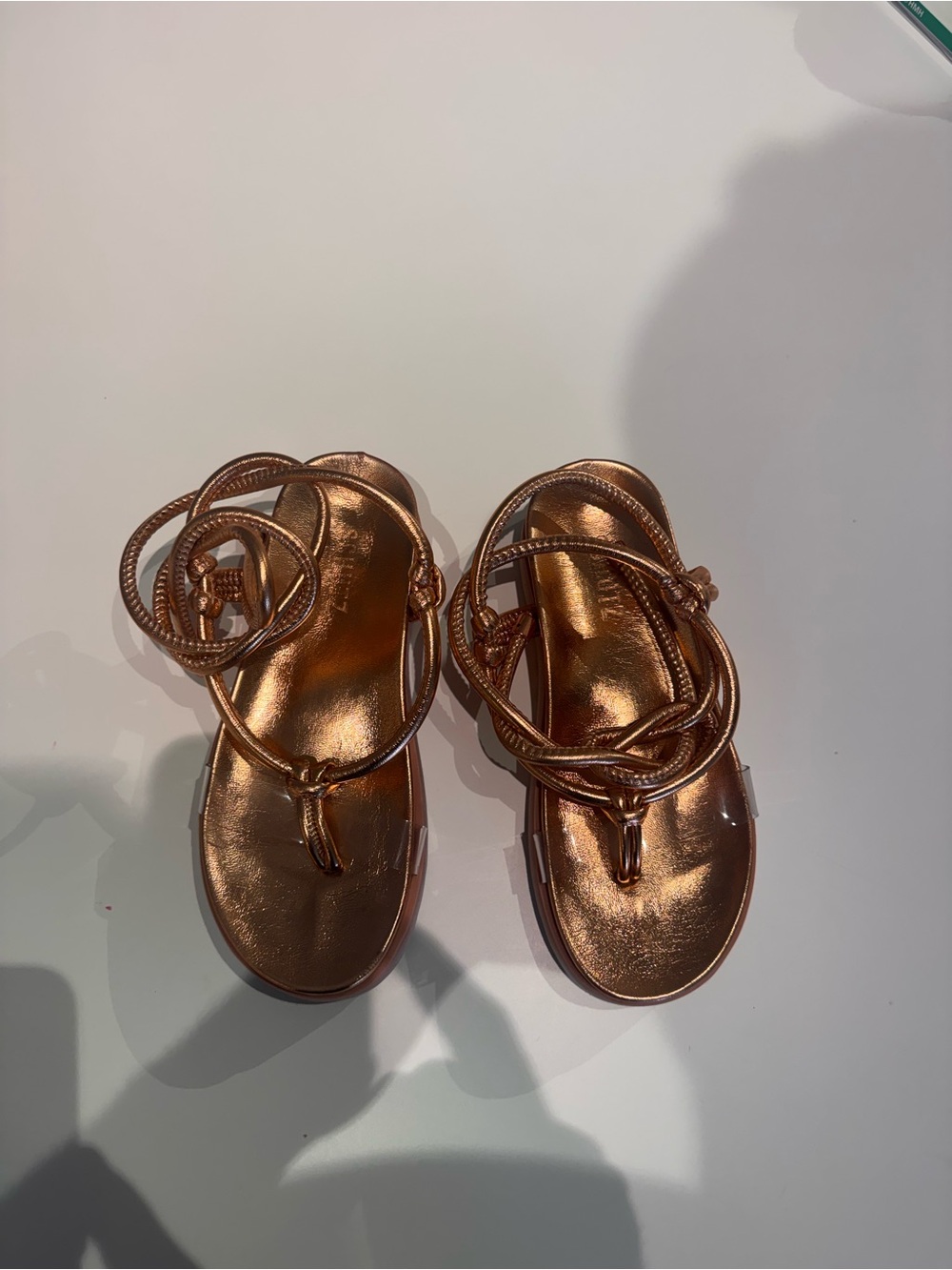 SCHUTZ Metallic Rose Gold Lace-Up Kids Sandals